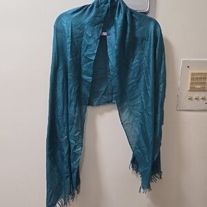 Teal Fringe Scarf